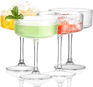 Martinigläser,Gestreiftes Tassenset 4er-Set,Martiniglas 284ml, Retro-Tassen,Einzigartiges Martin…