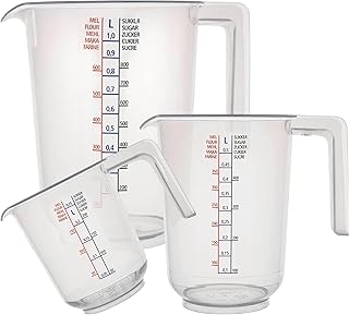 Messbecher-Set – 3 Größen: 1000ml, 500ml, 250ml – bruchsicher, Ausgießer, Skala transparent & …