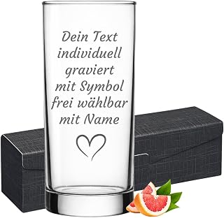 Longdrinkglas mit Gravur – 485 ml Wasserglas personalisierter – Saftglas mit Wunschname, Wunschte…