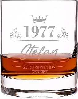 Herz & Heim® Whiskeyglas mit Gravur zum Geburtstag – Geschenk für Männer – Personalisierte…