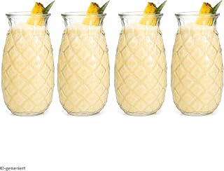 MamboCat 4er Set Pina Ananas Gläser I 400ml, Höhe 14,8cm I für 4 Personen I klares Cocktailgla…