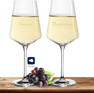 2X Leonardo Weißweinglas mit Namen oder Wunschtext graviert – PUCCINI – große 560ml Gläser – p…