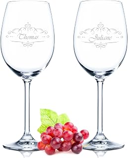 GRAVURZEILE Leonardo Weingläser mit Gravur – Vintage Weinranke – Personalisiert mit Namen im 2er…