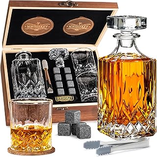 WHISISKEY Whisky Karaffe Set – Whiskey Geschenkset – Geschenke für Männer | Dekanter 700ML, Ges…