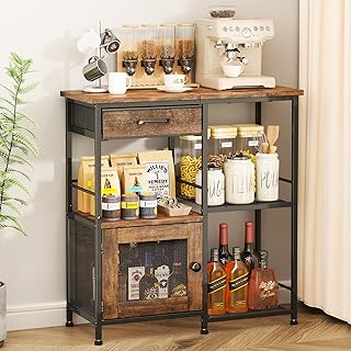 SWTYMIKI Küchenschrank mit Arbeitsplatte – Vintage Küchenregal Farmhouse Coffee Bar, Multifunkt…