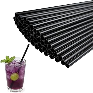 100 Schwarze Wiederverwendbare Strohhalme, 26 x 0,6 cm Trinkhalme Hochwertige Strohhalme aus PP-M…