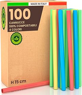 100 Bunte Jumbo-Trinkhalme für Cocktails, Wiederverwendbare Strohhalme | 15cm x 8mm – Ideal für…