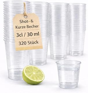 80 Stück Shotbecher transparent 3 cl mit Skala – Schnapsgläser Plastik, Shotgläser, Pinnchen…