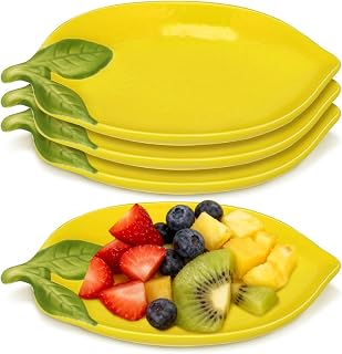 DOITOOL Zitronenteller Keramik 4Er Set Zitronenförmige Schüsseln Als Salatschüssel Und Dessert…