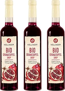 Höllinger Bio Granatapfel Sirup Fruchtsirup, 1:9 Konzentrat, 3x500ml Glasflaschen, Vegan,