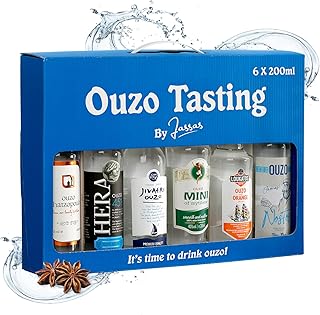 Jassas Ouzo Tasting Set 6x200ml Variante 2 – Probierset mit 6 Sorten – feinste Spirituosen in pra…