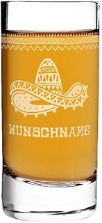 Herz & Heim® Tequila Shot Glas mit Gravur des Wunschnamens – mexikanische Motive zur Auswahl Som…