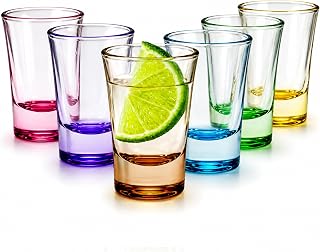 volila 6 Bunt Schnapsgläser aus Glas – 2,5 cl Spülmaschinenfest Shotgläser mit Standfest für …