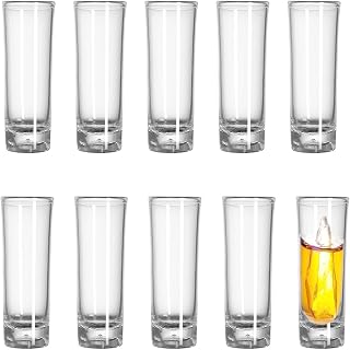 10 Schnapsgläser, Hoch Shotgläser 5cl/50ML Likörgläser Dicke Basis, Kleines Weinglas Set, Par…