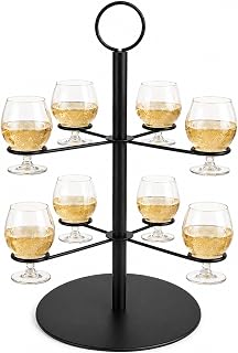 Getränke Tower 2 Etagen, Gläserhalter für 8 Gläser, 42,5 cm, Schwarz | |Für Cocktail-, Wein-…