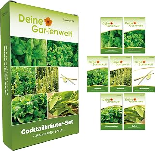 Cocktail-Kräuter Samen Set – 7 Sorten Kräutersamen – Saatgut Sortiment – Anzuchtset für Kräut…