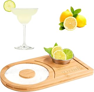 Margarita-Salz-Rimmer-Set, Margarita-Salzrand-Set aus Bambusholz mit Edelstahlschüssel Salz-Rimm…