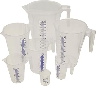 Messbecher-Set Profi Qualität 7-teilig 0,1/0,25/0,5/1/2/3/5 Liter, Bruchsicher, Hitzebeständig,…