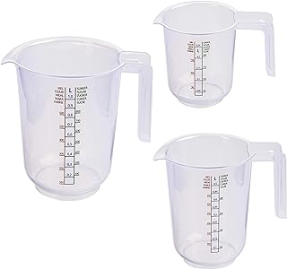curalit Messbecher Rührschüssel 3 – teiliges Set aus Kunststoff / 1 Liter und 0,5 Liter und 0,2…