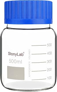 stonylab Graduierte Vorratsflasche, Premium Glas Runde Reagenzflasche mit GL80 Schraubverschluss,…