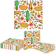 Kotkiddy 20 Stück Feier Napkins für Cinco De Mayo Party Mexiko Kaktus Dicke & Saugfähige Dinne…