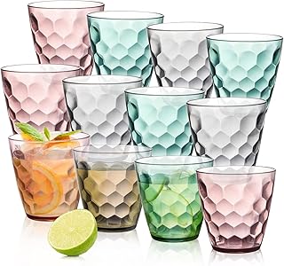 Lawei 12 Stück Kunststoff Wassergläser, 300 ml Plastikbecher Party Trinkgläser, Wiederverwendb…