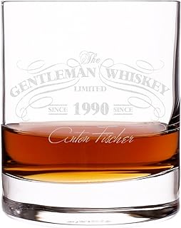 Herz & Heim® Whiskey Glas – Gentleman Whiskey Design – Gratis Gravur Name u. Geburtsjahr