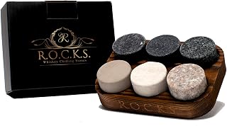 Whiskey Steine Geschenkset- 6 Handgefertigte Premium-Granitsteine – Präsentations & Aufbewahrung…