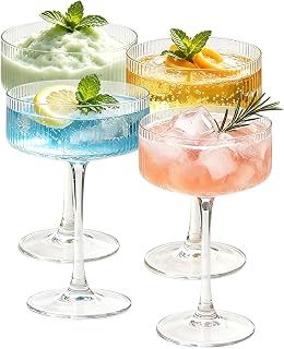 Espresso Martini Gläser, Cocktailgläser 4 Stück, Champagner Gläser 240ml