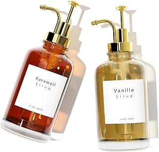 BOLLFO Kaffeesirup Pumpspender für Kaffee Bar Zubehör, Kaffee Pumpen Spender, Glas Sirup Flasch…