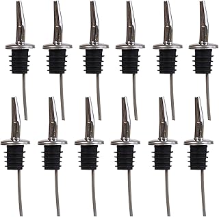 Oak & Steel – 12 Premium Flaschenausgießer aus Edelstahl für Spirituosen, Öl, Wein & Mehr – Pa…