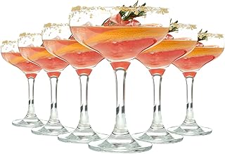 6er Set Champagnerschalen 235ml – Martini Cocktailgläser im Vintage Art-Deko-Design der 20er Jah…
