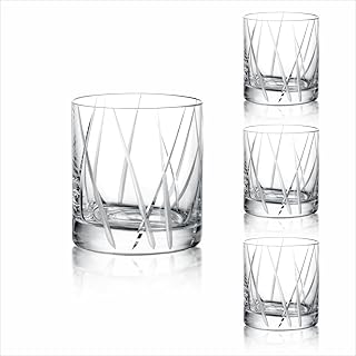 Brilant Cross Line Whiskey Gläser Set – Hochwertige Whisky aus Präzisionsglas, Tumbler Glas m…