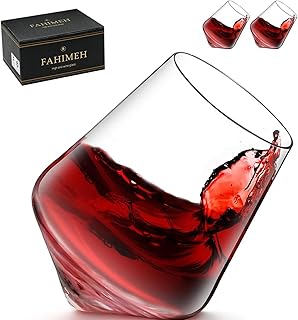 FAHIMEH Rum GläSer, Rotating Whisky Cognac Whiskey GläSer Ohne Stiel Wackelgläser Tasting Wein…