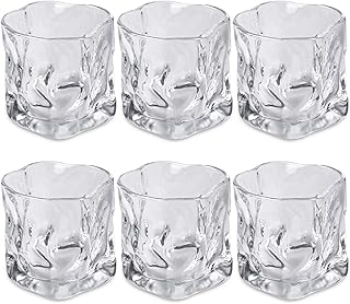 VEGOATY 200ml Gläser Set 6 Teilig，Bourbon Doppeltes Bleifrei Kristallgläser Unregelmäßiges …