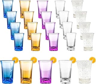 25 Stück Schnapsgläser, 35ml Acryl Shotgläser Kurze Gläser, Kurze Shotgläser Dickem Boden Pl…