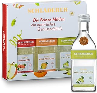 Schladerer Digestif Geschenk-Set Mini – Die Feinen Milden – Tasting-Set mit Goldaprikose, Bergapf…