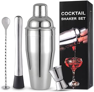 Wikimo Cocktail Shaker 25 oz/750 ml mit Bar Zubehör, Edelstahl Cocktail Mixer Set für Zuhause B…
