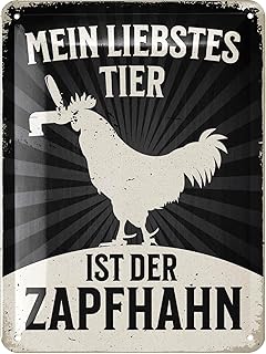 LANOLU Retro Blechschild ZAPFHAHN – lustiges Sprüche Schild Bier als Partykeller Deko – Kneipen,…