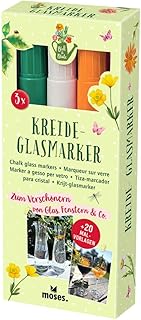 moses. Kreide-Glasmarker im 3er Set, Kreidestifte zum Bemalen von Gläsern, Flaschen, Vasen, Fens…