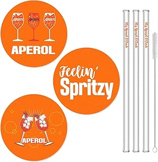 KKSJK Aperol Geschenk, 6er Set Aperol Spritz Accessoires mit 3 Aperol Untersetzer Rund 10cm und 3…