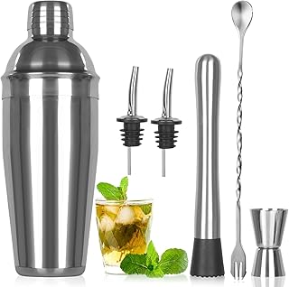 Cocktail Shaker Set,6 Stück Edelstahl Cocktails Mix Sets,750 ML cocktailshaker Glas,Gin coktails…