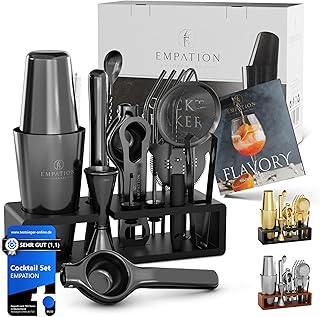 EMPATION Cocktail Set Schwarz [TESTSIEGER], 825ml Cocktail Shaker mit Bar Zubehör für Cocktails…
