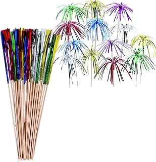 50 Stück Cocktail Feuerwerk Sticks, Getränke Feuerwerk Dekoration,Bunte Fruchtzahnstocher, Cock…