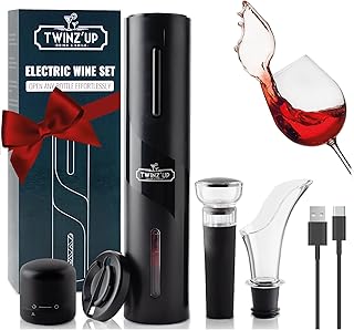 Elektrischer Korkenzieher 6-in-1 USB Korkenzieher Wein mit Kapselschneider, Ausgießer, Vakuumpum…