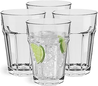 Glasset Longdrinkgläser Set 4 Stück | 425ml Cocktailgläser | Eiskaffee Gläser | Latte Macchia…