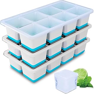 Eiswürfelform Groß, 3 Pack Große Eiswürfelbehälter mit Deckel, Leichtes Lösen, BPA-Freie Si…