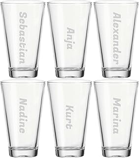 LUXENTU Trinkglas mit Gravur, 300 ml, Universalgläser mit personalisierter Namensgravur für Kin…