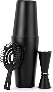 JNWINOG Cocktail-Shaker-Set, 4-teilig, Boston Shaker-Kit mit 590 ml / 750 ml Shaker, Sieb und 28 …