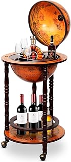 GIANTEX Globusbar mit 3 Rollen, Barwagen Weltkugel Cocktailbar mit Bodenplatte, Hausbar Minibar T…